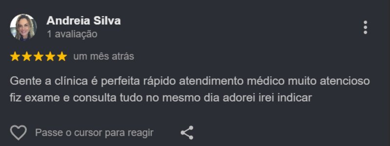 Avaliação de Andreia Silva no Google, 5 estrelas