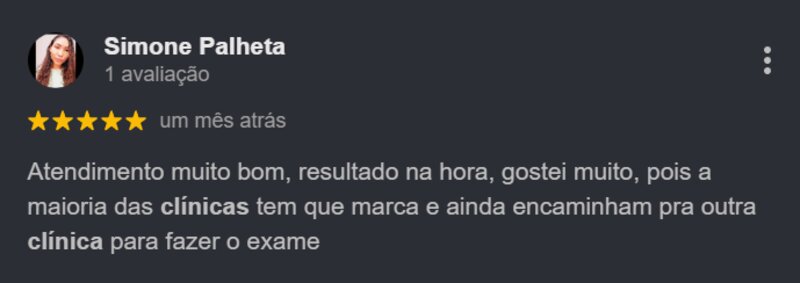 Avaliação de Simone Palheta no Google, 5 estrelas